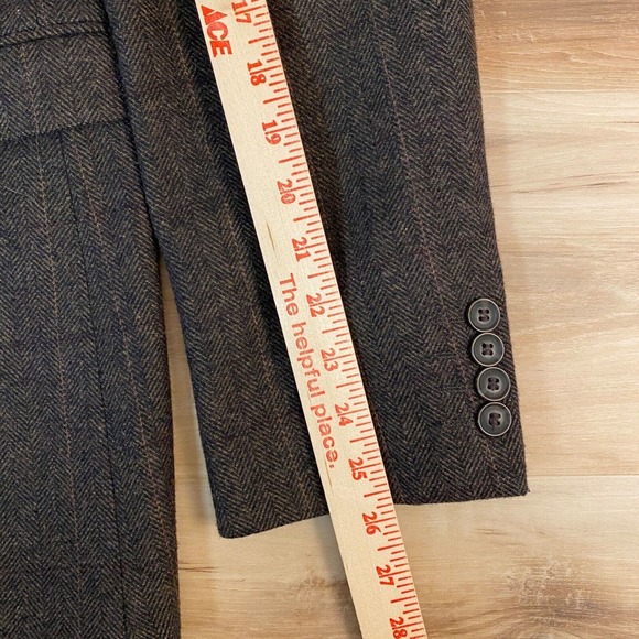 Cedar Wood State Sport Coat L 41-43 Brown Wool Tweed Herringbone 2 Button Blazer - Picture 12 of 15